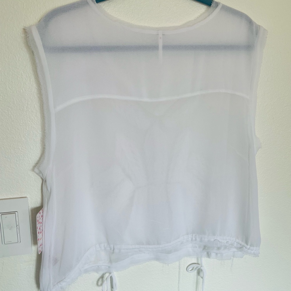 NWT | Free People Pennies Storytellers Sheer Raw Edge Top - Picture 7 of 8